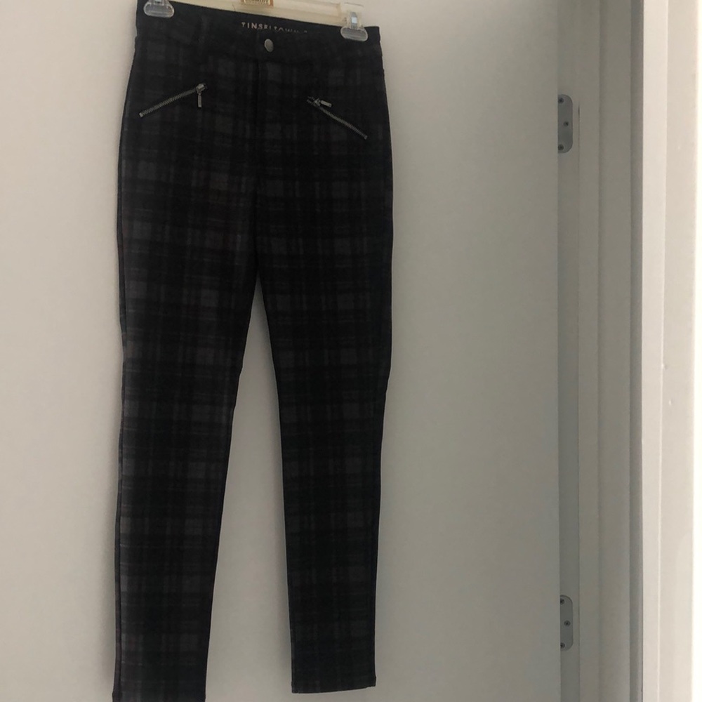 Dark plaid Junior’s slacks